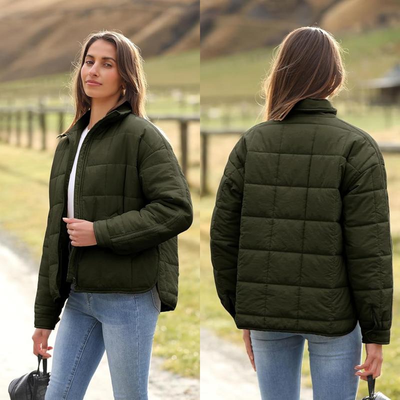 Molitree Women's Oversized Splice Quilted Lightweight Puffer Jacket Casual Padded Coat Womenswear Fashion