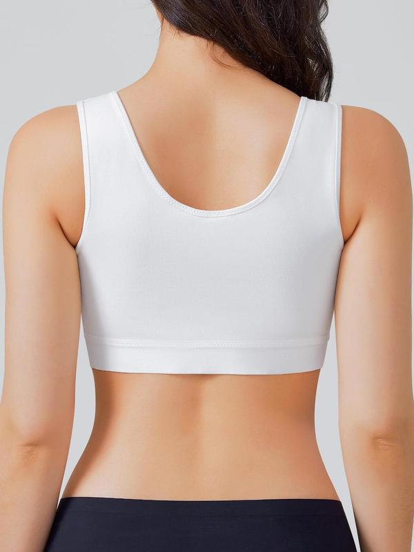 Women's Adjustable Hook & Eye Closure Wireless Bralette, Solid Color Breathable Comfortable Bralette, Women's Lingerie for All Seasons