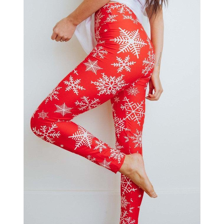 Perfect Fit Leggings - Red Snowflakes