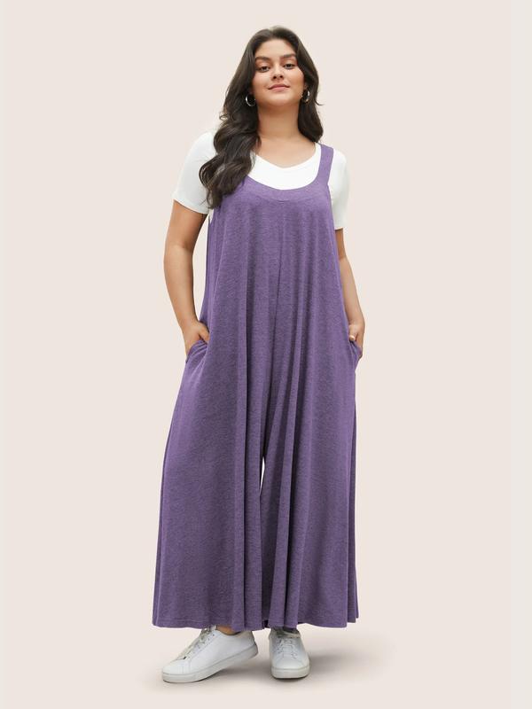 BloomChic Supersoft Essentials Solid Pocket Adjustable Straps Jumpsuit