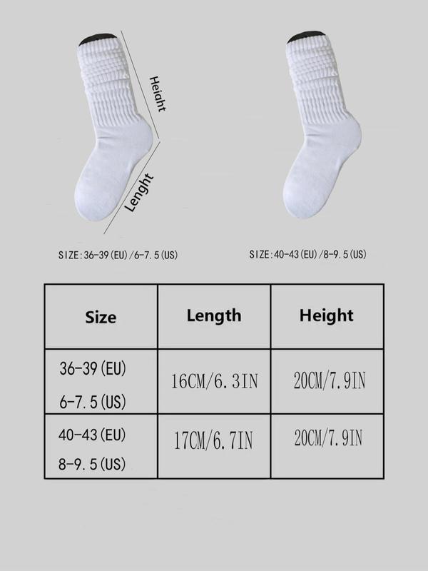 Women's Solid Slouch Crew Socks, Casual Comfortable Breathable Baggy Socks for Daily Wear, Fall Socks, 6 Pairs Multipack Knit Socks for All Seasons