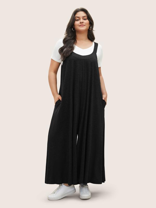 BloomChic Supersoft Essentials Solid Pocket Adjustable Straps Jumpsuit